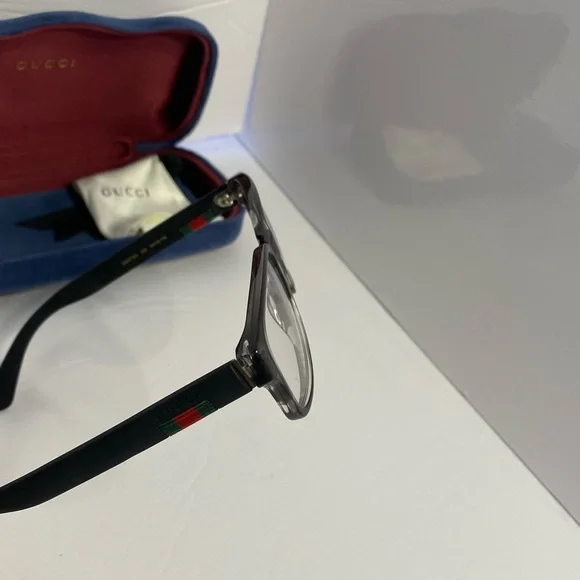 New-GUCCI EYEGLASSES FRAMES GG0012O 003 54-18-145 GREY / BLACK MADE IN ITALY